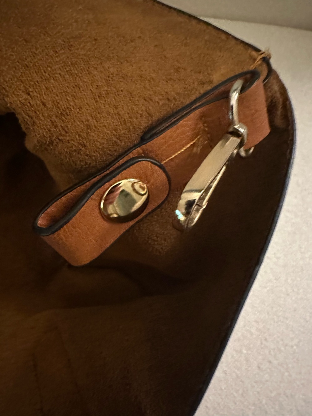 Brown Large Faux Leather Tote Bag with Dark Brown Straps - Picture 8 of 10